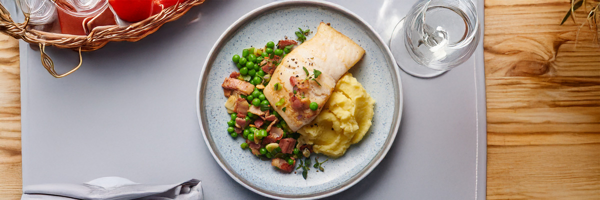 Roast Hake with Rooftop Smoked Butter, Pancetta & Ceps