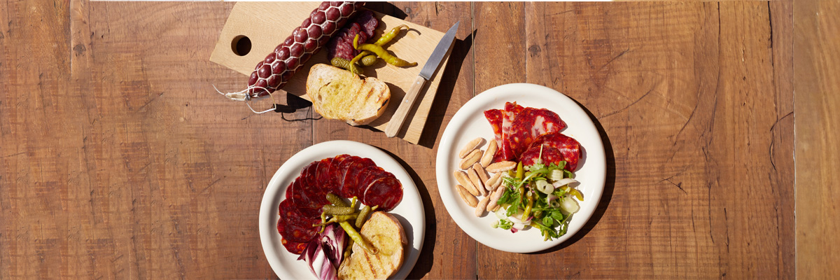 Iberian charcuterie board with Belloterra Chorizo & Salchichón